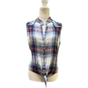 Anthropologie’s Cloth and Stone Tie Front Button Up w/Distressed Accents Size M